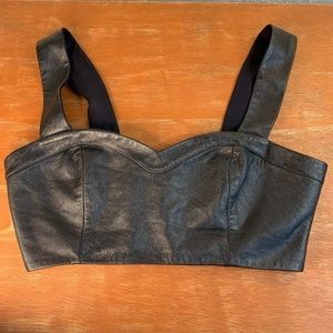 La Pina By David Helwani Black Leather Bralette Crop Top Size Medium (1343)